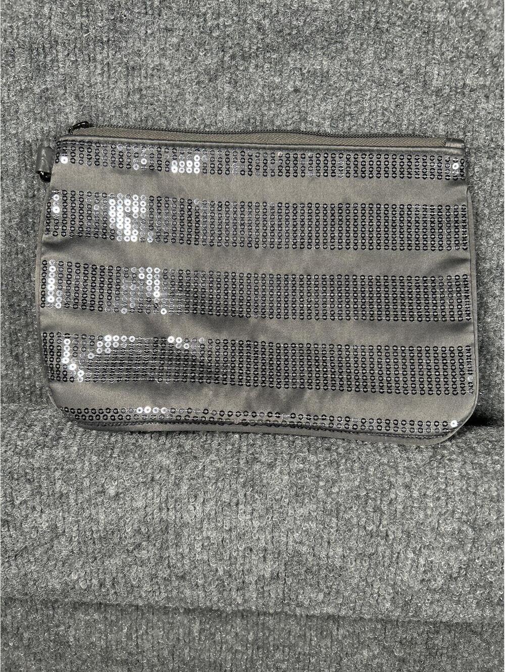 Bath and body Works Black Sequin Zip Pouch Clutch Wristlet